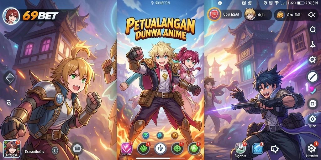 Tampilan gameplay seru dan karakter Anime di 69BET.