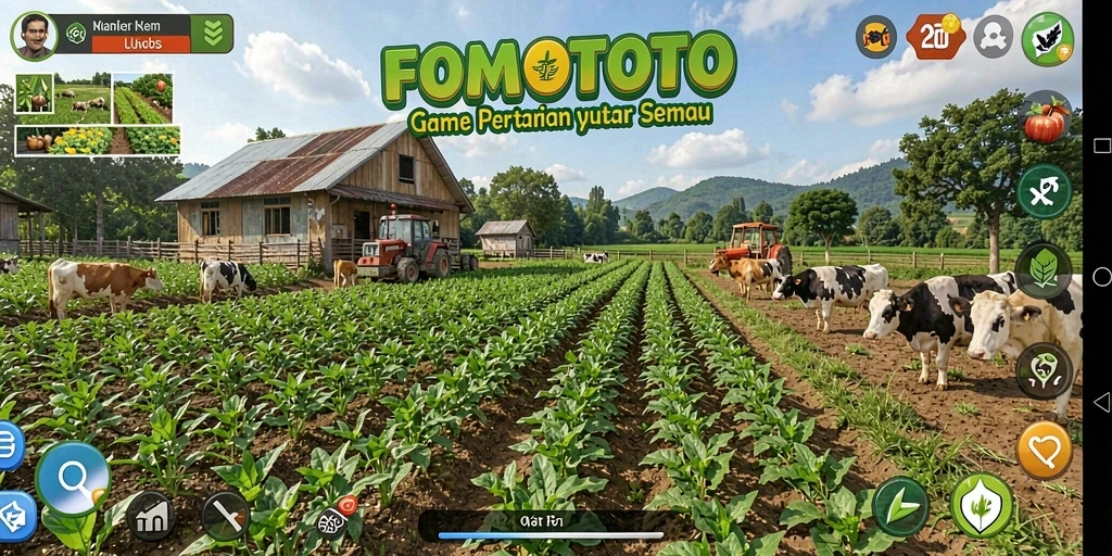 Tampilan gameplay FOMOTOTO yang penuh warna dan interaktif.
