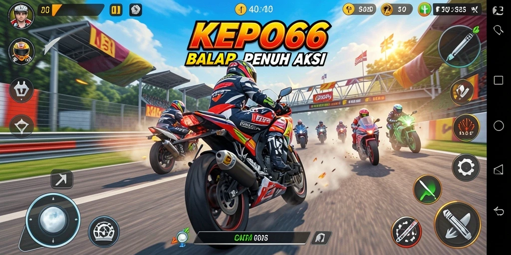 Tangkapan layar gameplay KEPO66 menampilkan aksi balap motor yang seru.