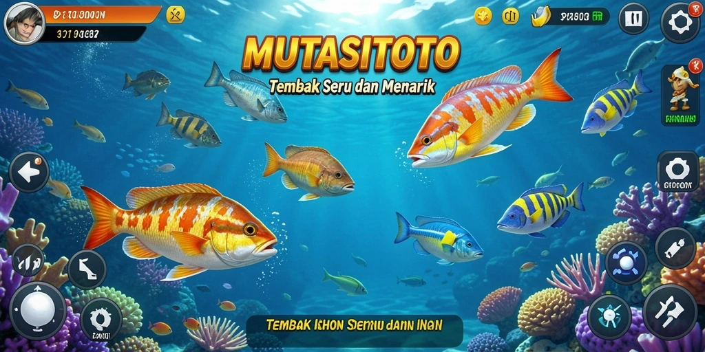 Screenshot MUTASITOTO menampilkan gameplay seru menembak ikan.
