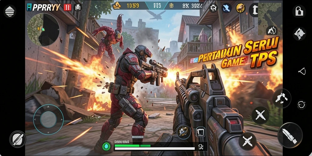 Screenshot utama PPRRYY menunjukkan aksi seru dalam gameplay TPS.