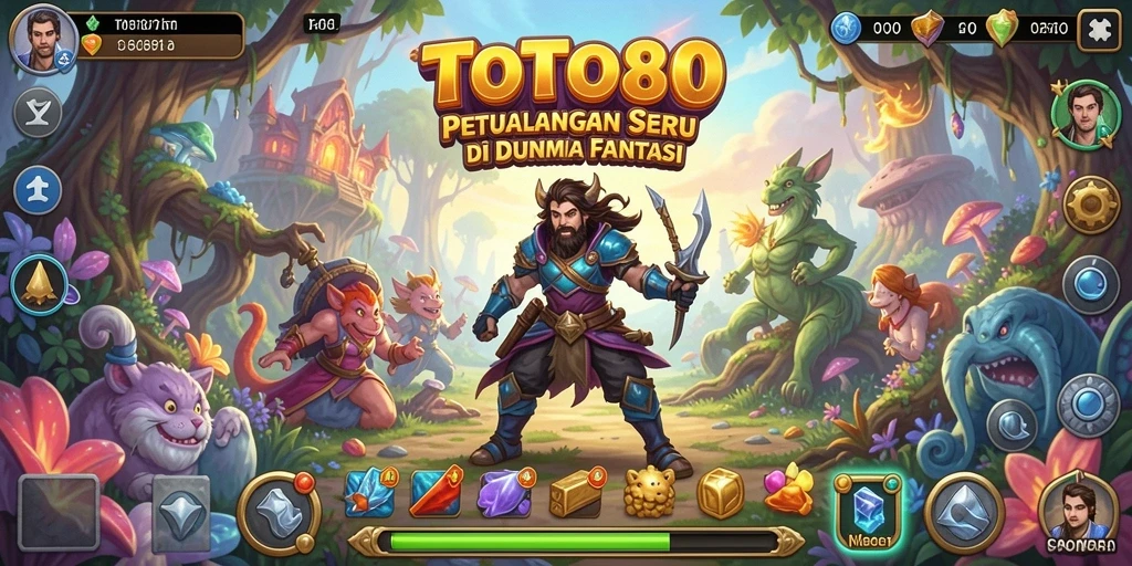 Screenshot gameplay TOTO80 menampilkan petualangan mendebarkan di alam fantasi.