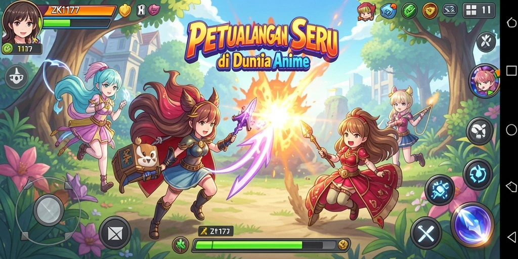 Tampilan gameplay seru dari ZK1177 dengan karakter anime beraksi.